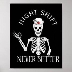 Grappige nachtdienst verpleegkundige ICU RN ER CVI Poster