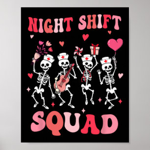 Grappige Nachtploeg Verpleegsters Skelet Dansen Va Poster