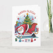 Grappige Nama Sleigh Yoga Kerstkaart Feestdagen Kaart (Voorkant)