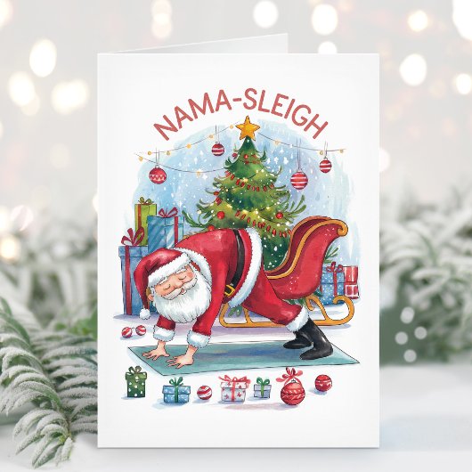Grappige Nama Sleigh Yoga Kerstkaart Feestdagen Kaart