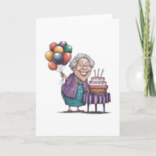 Grappige Nana-verjaardagsfeestballon Kunst Kaart