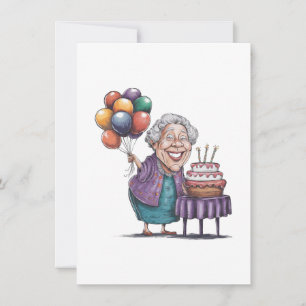 Grappige Nana-verjaardagsfeestballon Kunst Kaart