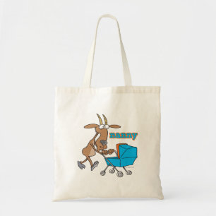grappige nanny gots die de cartoon van een druppel tote bag