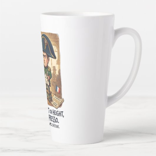 Grappige Napoleon koffie karikatuur - Tekort aan l Latte Mok (Rechts)