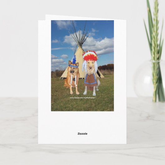 Grappige Native American Dogs Valentijn Feestdagen Kaart (Achterkant)