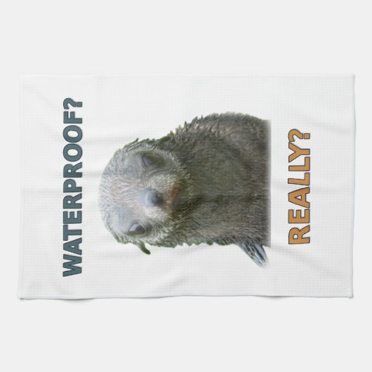 Grappige Natte Zeehond Pup Theedoek (Horizontaal)