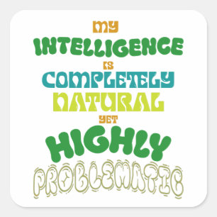Grappige Natuurlijke Intelligentie Vintage Typogra Vierkante Sticker