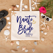 Grappige Nauti bruid blauw moderne kalligrafie Tote Bag