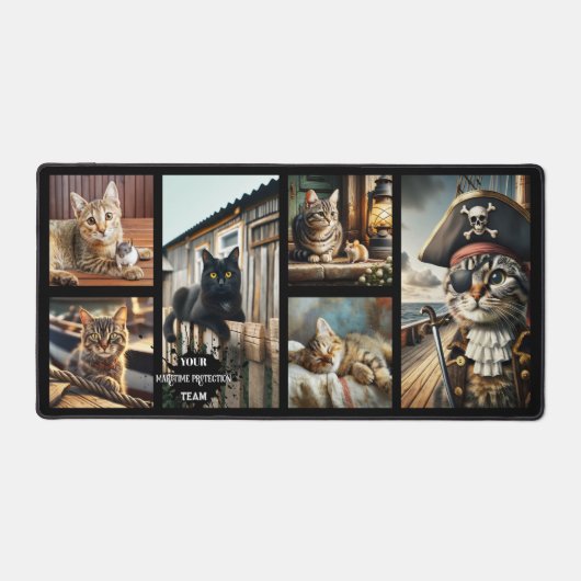Grappige nautische foto grid kat bureaumat (Voorkant)