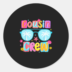 Grappige neef en nicht crew zomer vakantie trip st ronde sticker