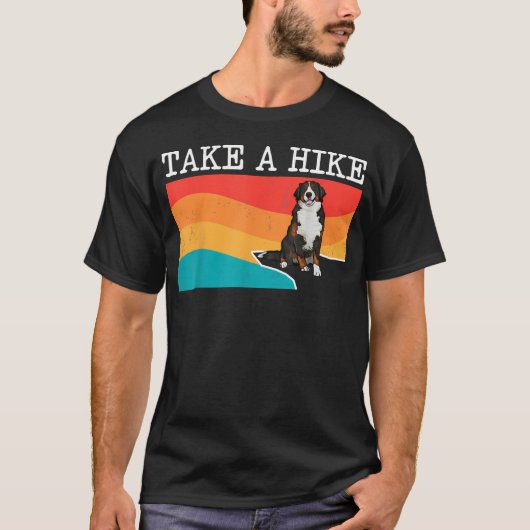 Grappige 'Neem een Wandeling' Berner Sennenhond T-shirt (Voorkant)