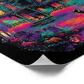 Grappige Neon S Ghost Black Cat Witch Halloween Poster (Hoek)