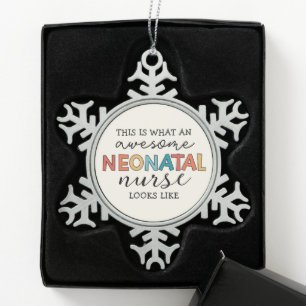 Grappige neonatale verpleegkundige Geweldige waard Tin Sneeuwvlok Ornament