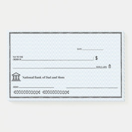 Grappige Nep Blanco Cheque Personaliseer Post-it® Notes (Voorkant)