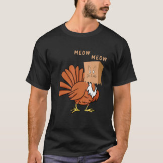 Grappige Nep Kat Miauw Thanksgiving Kalkoen Kat T-shirt