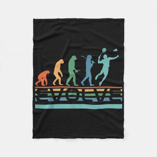 Grappige Nerdy Evolueren Badminton Speler Evolutie Fleece Deken (Voorkant)
