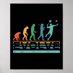 Grappige Nerdy Evoluerende Badminton Speler Evolut Poster