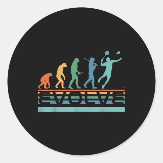 Grappige Nerdy Evoluerende Badminton Speler Evolut Ronde Sticker (Voorkant)
