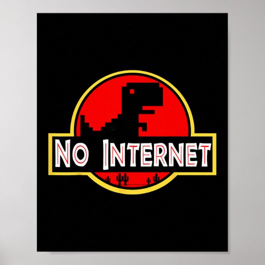 Grappige Nerdy Geen Internet Dinosaur Computerwete Poster (Voorkant)