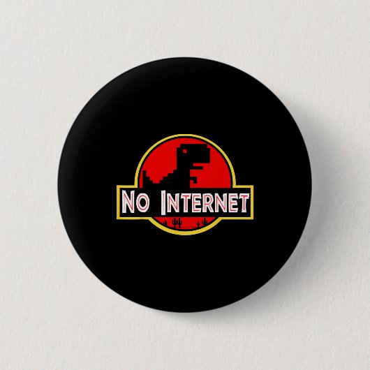 Grappige Nerdy Geen Internet Dinosaur Computerwete Ronde Button 5,7 Cm (Voorkant)
