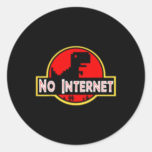 Grappige Nerdy Geen Internet Dinosaur Computerwete Ronde Sticker