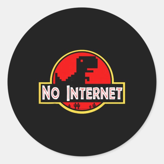 Grappige Nerdy Geen Internet Dinosaur Computerwete Ronde Sticker (Voorkant)
