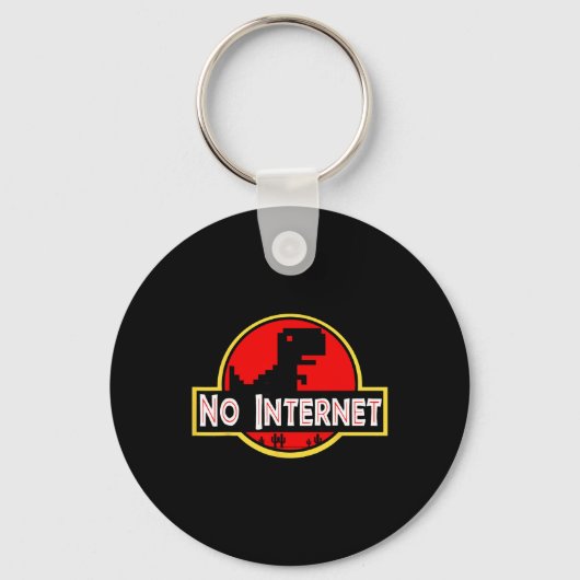Grappige Nerdy Geen Internet Dinosaur Computerwete Sleutelhanger (Voorkant)