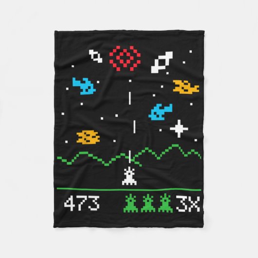 Grappige Nerdy Vintage Astrospace Videospel Gekke Fleece Deken (Voorkant)