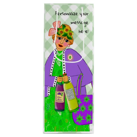 Grappige nerveuze wijndame wijn cadeautas (Voorkant)