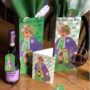 Grappige nerveuze wijndame wijn cadeautas