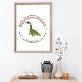 Grappige Nessie Cryptid Club, Groen & Roze Retro Poster