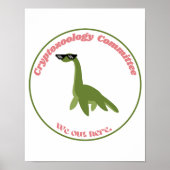 Grappige Nessie Cryptid Club, Groen & Roze Retro Poster (Voorkant)