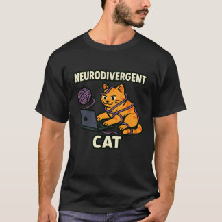 Grappige neurodivergente kattenmeme met garen en l t-shirt