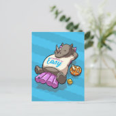 Grappige Neushoorn Die Het Easy Summer Zwembad Car Feestdagenkaart (Staand voorkant)