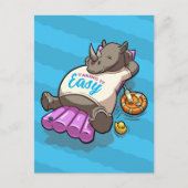 Grappige Neushoorn Die Het Easy Summer Zwembad Car Feestdagenkaart (Voorkant)