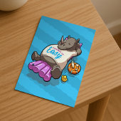 Grappige Neushoorn Die Het Easy Summer Zwembad Car Feestdagenkaart