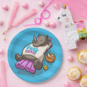 Grappige Neushoorn Feest Dier Zwembad Opblaasbaar Papieren Bordje (Feest)