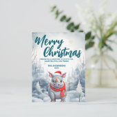Grappige Neushoorn Vrolijk Kerst boom sneeuw Vakan Feestdagenkaart (Staand voorkant)