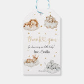 Grappige Neutrale Waterverf Slaapdieren Baby Cadeaulabel (Voorkant)