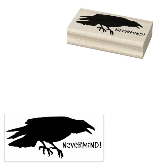 Grappige "Nevermind" Raven Rubberstempel (Gestempeld)