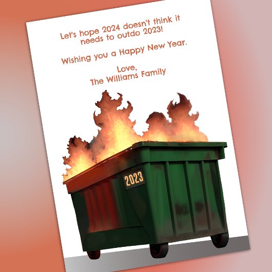 Grappige New Years dumpster Fire Feestdagenkaart
