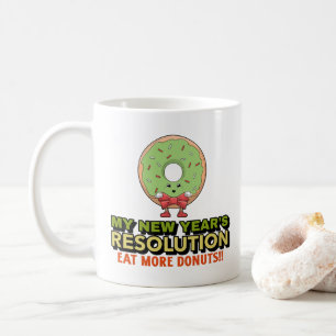 Grappige New Year's resolutie-Eet meer donuts Koffiemok
