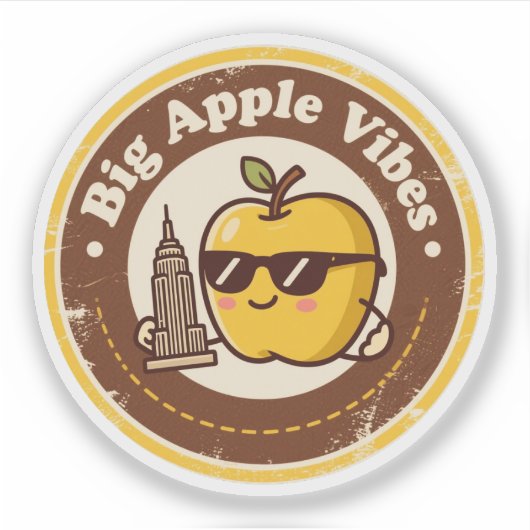 Grappige  New York Apple zonnebril Retro Sticker (Voorkant)