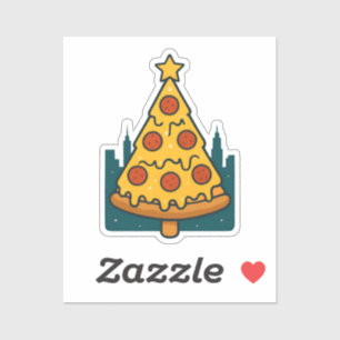 Grappige Newyorkse Pizza Kerstboom Vakantie Eten Sticker