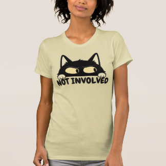 Grappige Niet Betrokken Illustratie van Zwarte Kat T-shirt