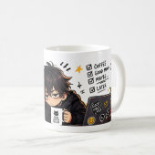 Grappige Niet 's Ochtends Mens Coffee Chibi Kat Koffiemok (Voorkant rechts)