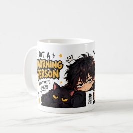 Grappige Niet 's Ochtends Mens Coffee Chibi Kat Koffiemok
