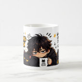 Grappige Niet 's Ochtends Mens Coffee Chibi Kat Koffiemok (Center)