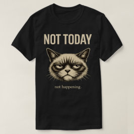 Grappige Niet Vandaag Kat Minimalistische Sarcasti T-shirt