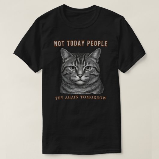 Grappige “Niet Vandaag Mensen” Introvert Kat Minim T-shirt (Design voorkant)